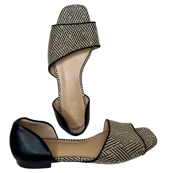 Market & Spruce SIZE 8 Aletta Raffia Flat - Stitch Fix Round Open Toe Low Heel - Picture 1 of 9